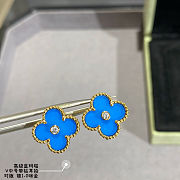 Ladies Clover Gold Blue Yellow Earrings - 5