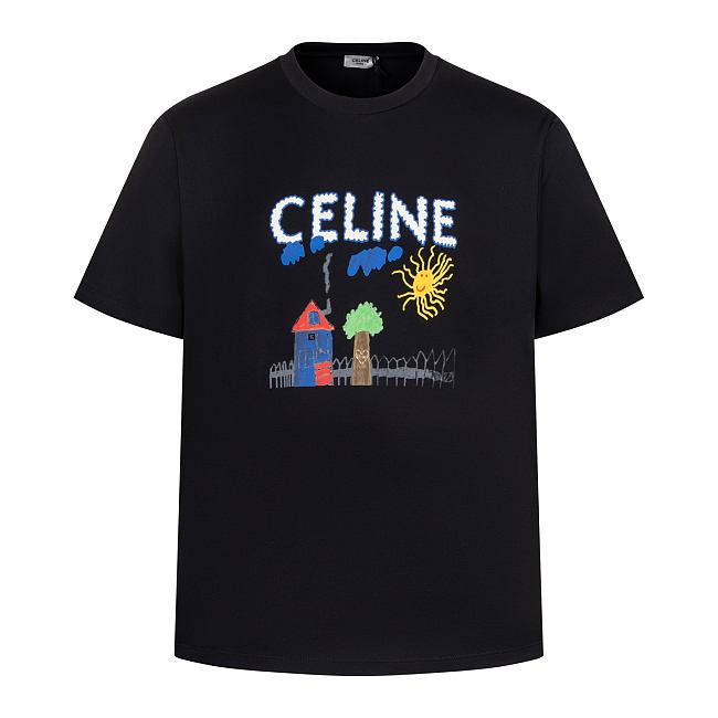 Celine Regular T-shirt In Cotton Jersey BLACK - 1