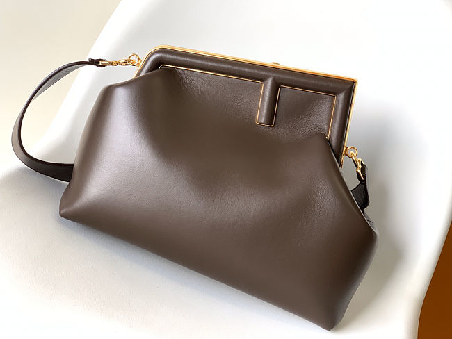 Fendi First Medium Shoulder Bag Dark brown Leather Size 32x15x23.5cm - 1