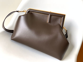 Fendi First Medium Shoulder Bag Dark brown Leather Size 32x15x23.5cm