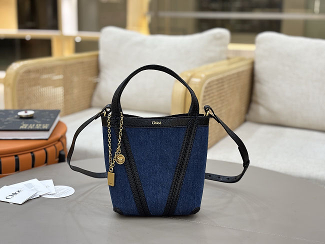 Chloé Small Chloé Spin Tote Bag In Denim size 18x19x8 cm - 1