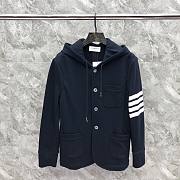 Thom Browne 4 Bar Striped Preppy Royal Hoodie Sport Coat Jacket Blazer - 1