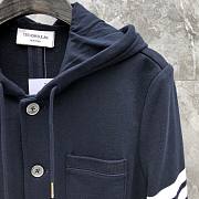 Thom Browne 4 Bar Striped Preppy Royal Hoodie Sport Coat Jacket Blazer - 2