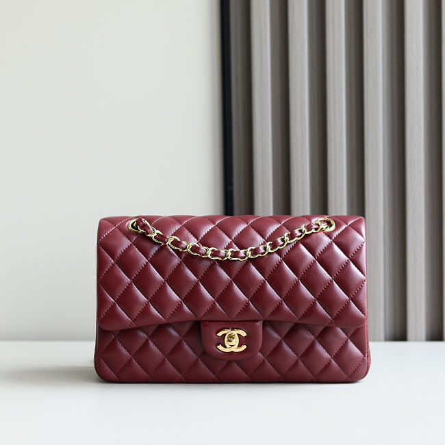 Chanel Red Quilted Leather Medium Classic Double Flap Bag size 25cm - 1