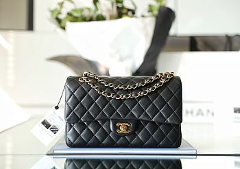 Chanel 1112 classic double flap bag Lambskin Black Gold Hardware
