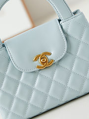 Chanel Small Kelly Shopper Light Blue Shiny Aged Calfskin Brushed Gold Hardware - 2