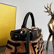 Fendi Peekaboo Bag Zucca Shearling Mini Brown - 6