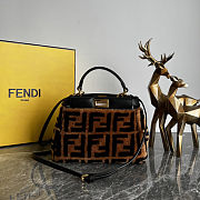 Fendi Peekaboo Bag Zucca Shearling Mini Brown - 4