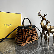 Fendi Peekaboo Bag Zucca Shearling Mini Brown - 5