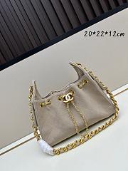 Chanel 25 Small Hobo Bag Grey Suede with Gold Hardware size 22x20x12cm - 1