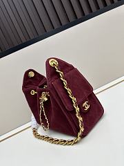 Chanel 25 Small Hobo Bag Red Suede with Gold Hardware size 22x20x12cm - 6