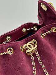 Chanel 25 Small Hobo Bag Red Suede with Gold Hardware size 22x20x12cm - 3