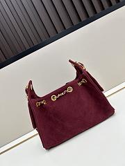 Chanel 25 Small Hobo Bag Red Suede with Gold Hardware size 22x20x12cm - 2