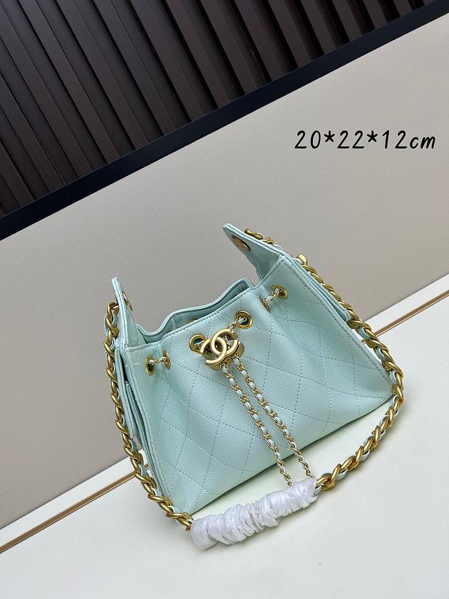 CHANEL 25 Small Handbag Grained Calfskin & Gold-Tone Metal Light Blue - 1