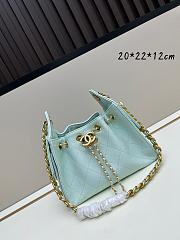 CHANEL 25 Small Handbag Grained Calfskin & Gold-Tone Metal Light Blue - 1