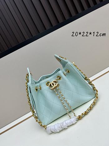 CHANEL 25 Small Handbag Grained Calfskin & Gold-Tone Metal Light Blue