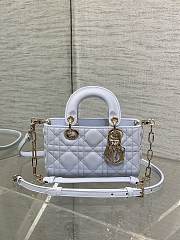 Dior Small Lady D-Joy Bag Shirt Blue Cannage Lambskin - 1