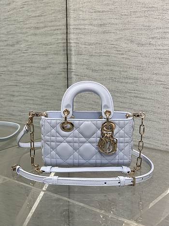 Dior Small Lady D-Joy Bag Shirt Blue Cannage Lambskin