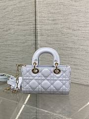 Dior Small Lady D-Joy Bag Shirt Blue Cannage Lambskin - 2