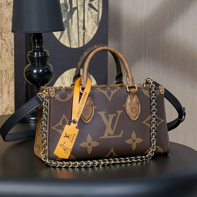 LV OnTheGo East West Chain Monogram Reverse Brown M14236 size 25cx13x10 cm - 1