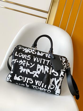 LV Speedy P9 Bandoulière 30 Autres Cuirs Monogram Black size 32x22.5x18 cm