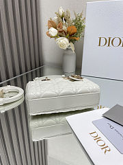 Christian Dior Medium Lady D-Joy Bag White in Chain Size 16x5.5x10cm - 6