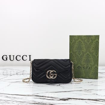 Gucci GG Marmont mini shoulder bag in black leather size 16.5×9.5×4.5 cm