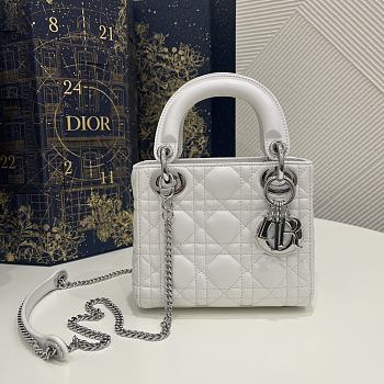 Lady Dior Mini Silver Bag Size 17 x 7 x 15cm