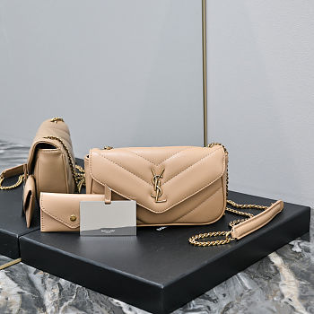 YSL Loulou in lambskin in Beige Size 20 x 12 x 5cm
