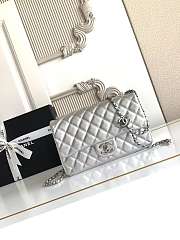 Chanel Small CC Crush Flap Bag Silver Metallic Caviar Silver Hardware - 1