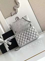 Chanel Small CC Crush Flap Bag Silver Metallic Caviar Silver Hardware - 6