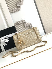 Chanel Quilted Mini Rectangular Iridescent Gold Lambskin Gold Hardware - 3