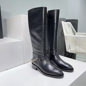 Chanel Leather Boots 3cm With Back Chain