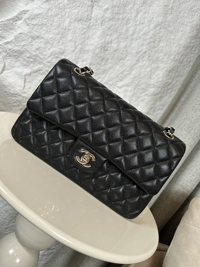 Chanel Classic Flap Bag in Black Caviar Leather Silver Hardware Size 25cm - 1