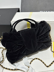 Maxi Bow Bag Velvet-Effect Nylon & Gold-Tone Metal Black - 2