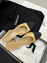 Chanel Women's Tan and Black Slingback Shoes - 5