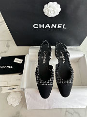 Chanel Black Slingback tweed sandals - 1