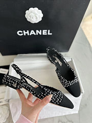 Chanel Black Slingback tweed sandals - 5