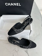 Chanel Black Slingback tweed sandals - 4