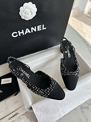 Chanel Black Slingback tweed sandals - 3