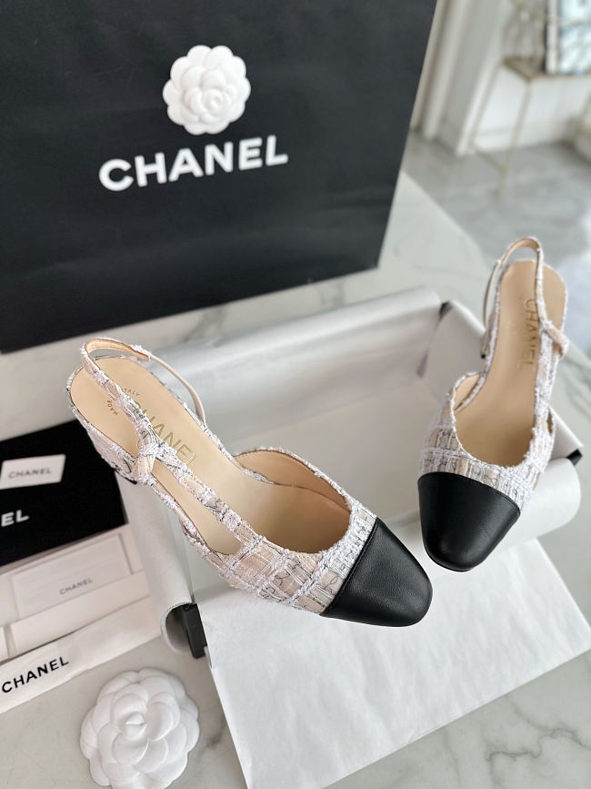 Chanel Slingback Tweed Multicolour Flats - 1