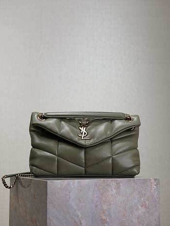 YSL Loulou ffer quilted lambskin chain bag in wheat green gold hardware