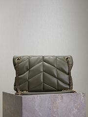 YSL Loulou ffer quilted lambskin chain bag in wheat green gold hardware - 4