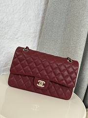 CHANEL Maroon Classic Flap Bag Gold Hardware Size 25.5 x 6.5 x 15.5cm - 1