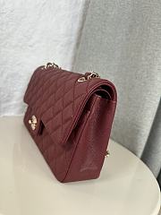 CHANEL Maroon Classic Flap Bag Gold Hardware Size 25.5 x 6.5 x 15.5cm - 6