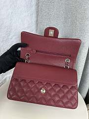 CHANEL Maroon Classic Flap Bag Gold Hardware Size 25.5 x 6.5 x 15.5cm - 3