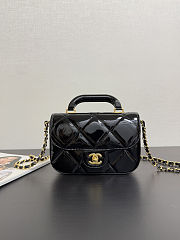 CHANEL Mini Flap Bag With Handle Metallic Mirror Calfskin & Gold Metal Black - 1