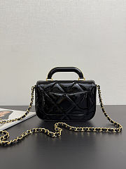 CHANEL Mini Flap Bag With Handle Metallic Mirror Calfskin & Gold Metal Black - 4