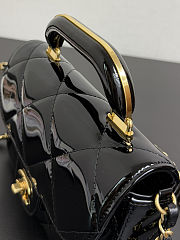CHANEL Mini Flap Bag With Handle Metallic Mirror Calfskin & Gold Metal Black - 2