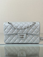 Chanel Medium Classic Flap Bag Silver holographic caviar Leather  - 1